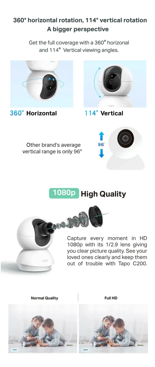 TP-Link Tapo C200 2MP 360 Pan/Tilt Indoor CCTV Camera - Image 3