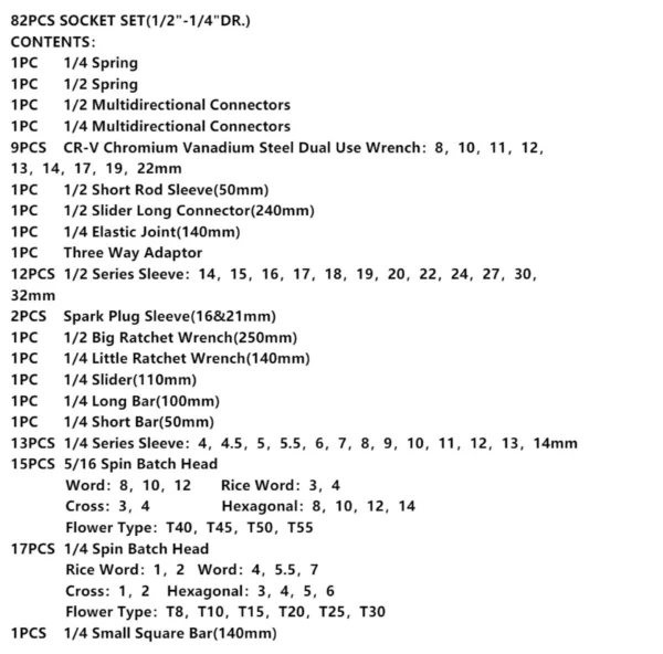 Btools 82pcs Car Repair Tools Socket Wrench Set - Image 4